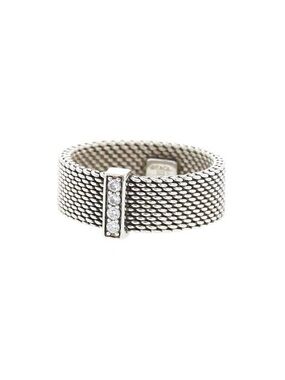 Tiffany & Co. Sterling Silver Somerset Mesh Diamond Ring - Size 5